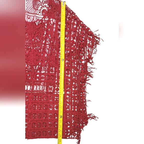 Catherines Women's Top Red Wine color Crochet Top - Picture 8 of 9